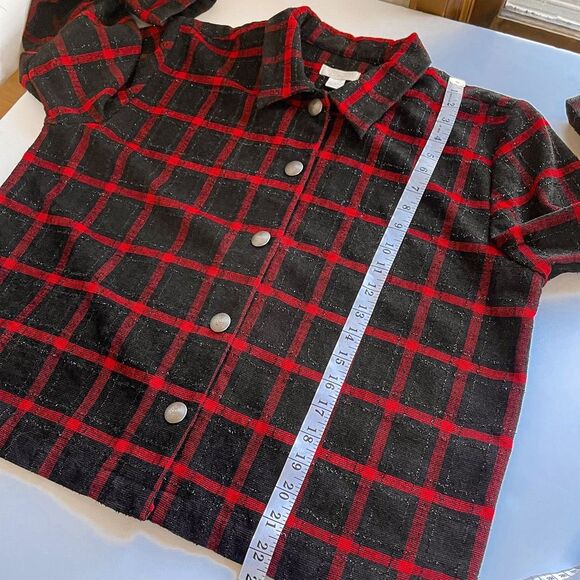 C&B Christmas Plaid Black & Red Blazer Jacket Size L - Picture 7 of 7